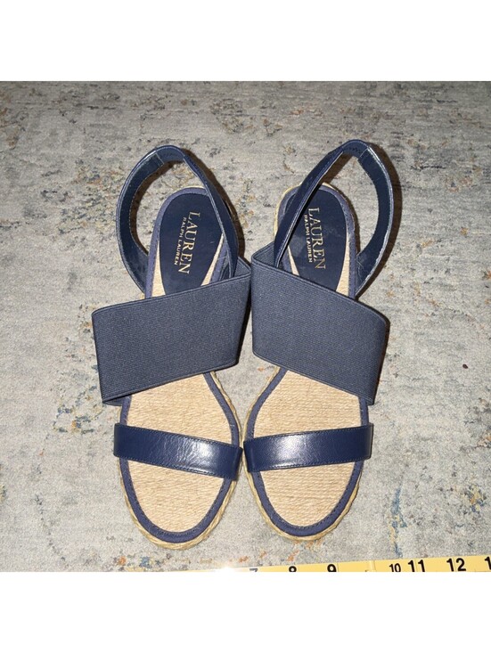 Lauren Ralph Lauren Shoes - Lauren Ralph Lauren Blue Leather Espadrille Wedge Sandals Women's US 8.5 B